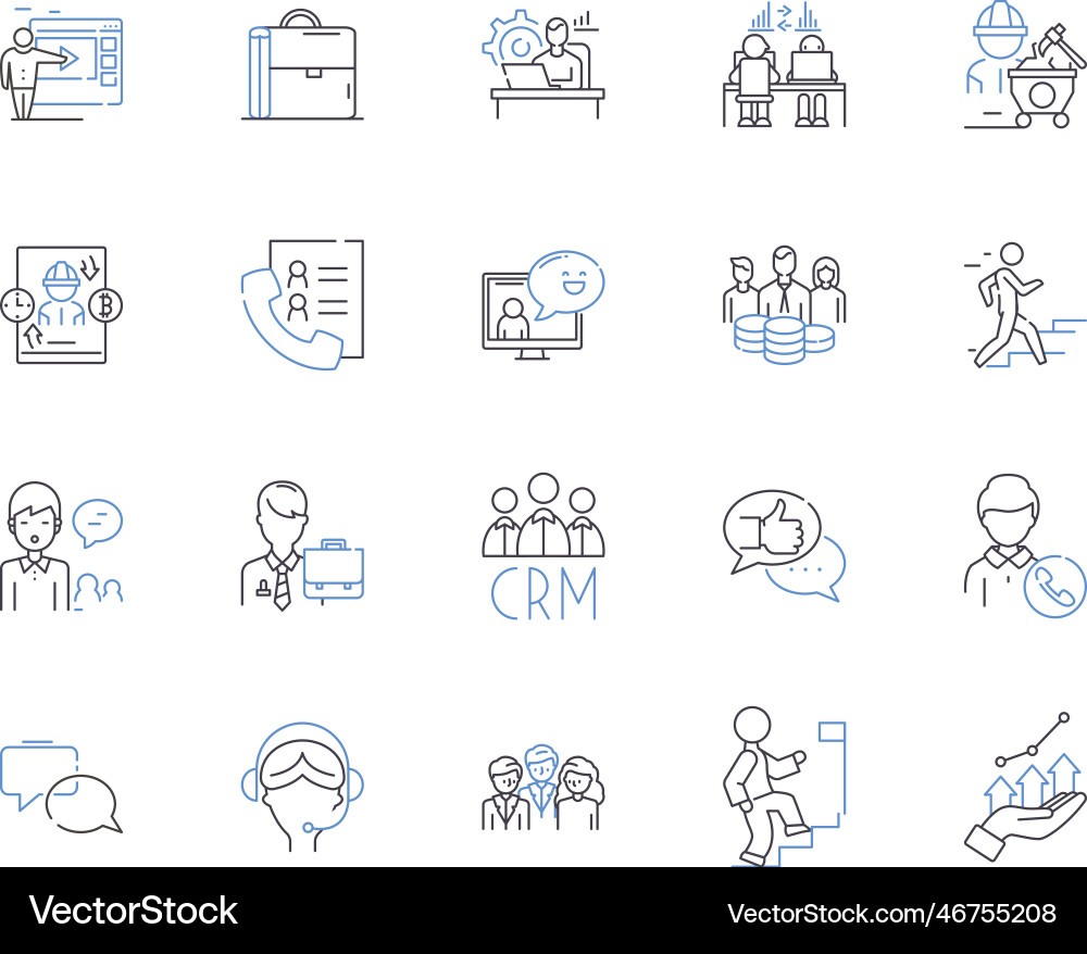 Empoyee workflow outline icons collection Vector Image