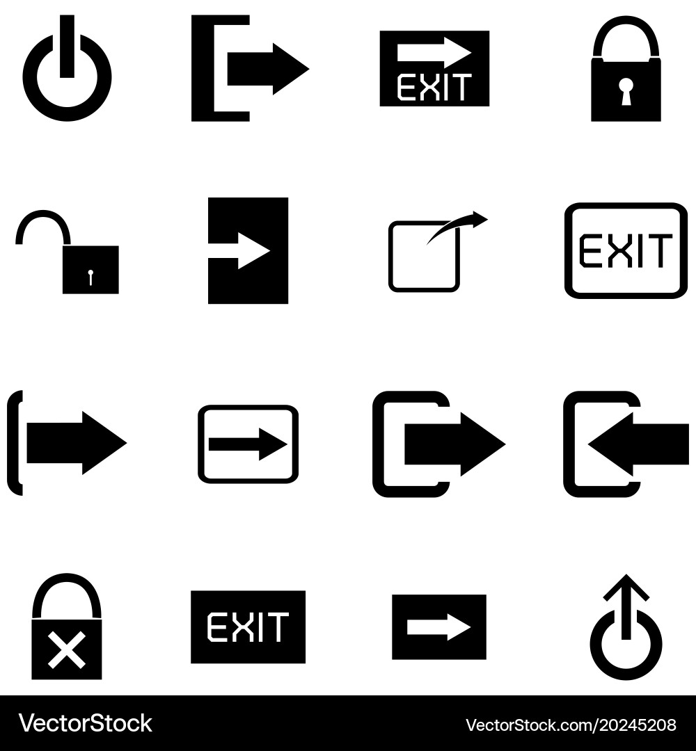 Exit icon set vector image