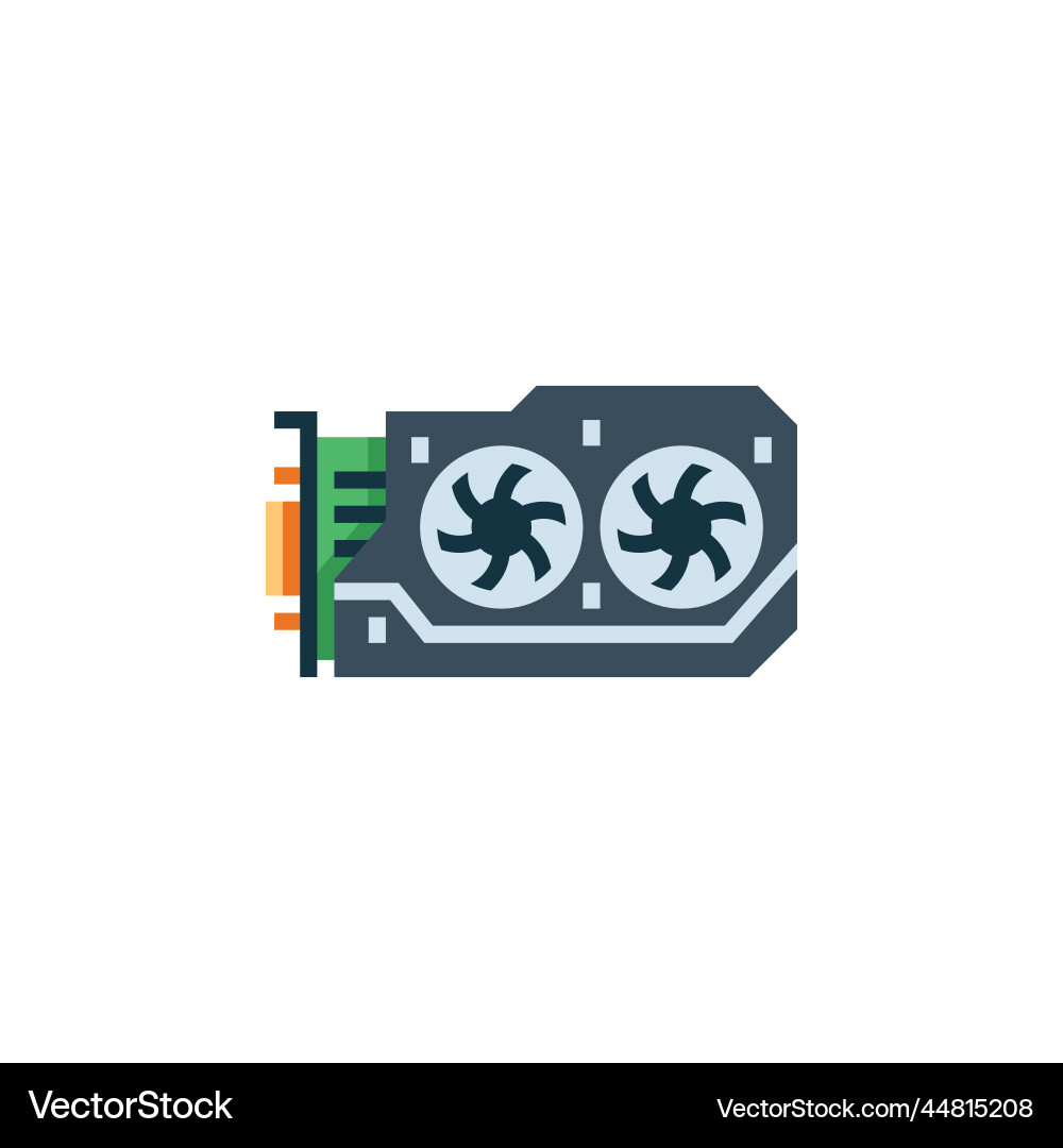 Gpu icon computer component flat style Gpu icon computer component flat style Vector Image