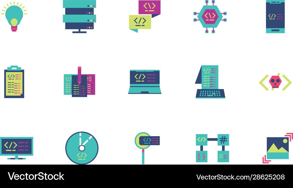 Isolated website code icon set design Vector Image