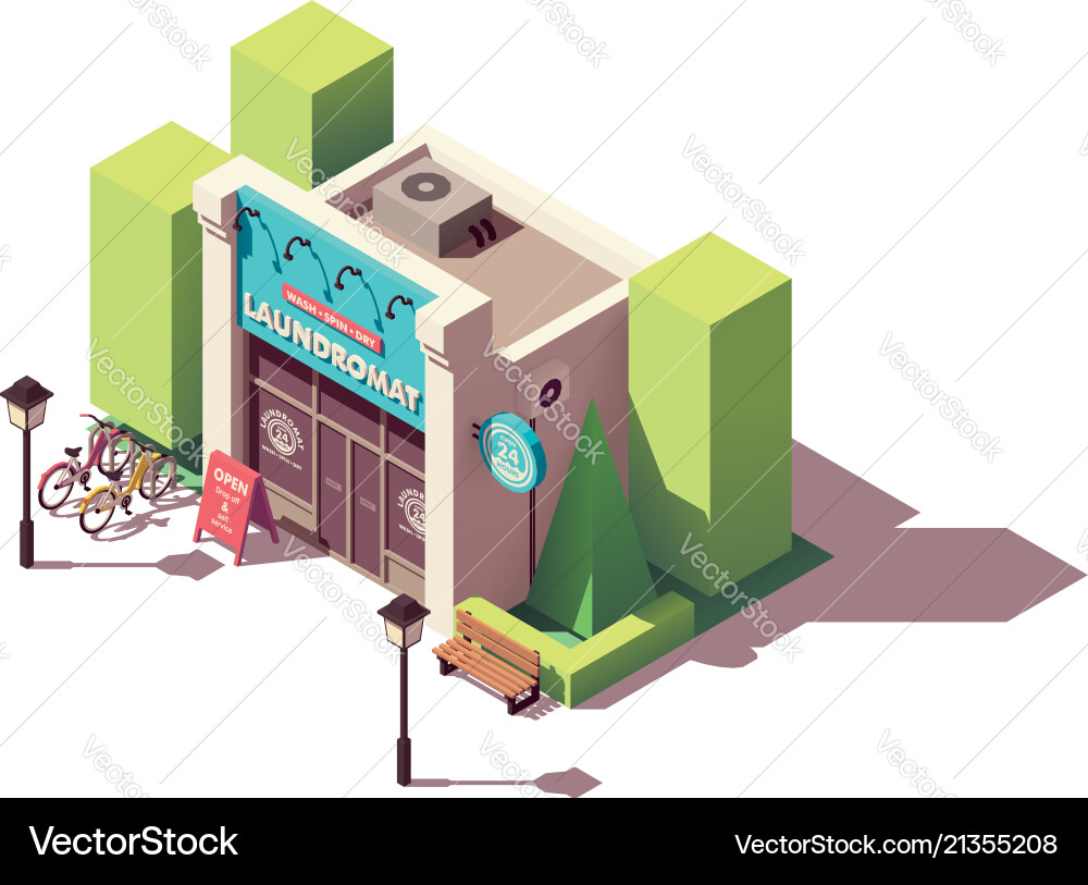 Isometric Laundromat Royalty Free Vector Image