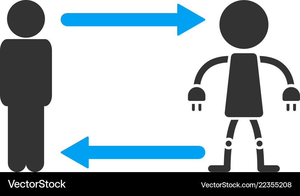 Man exchange robot icon Man exchange robot icon Vector Image