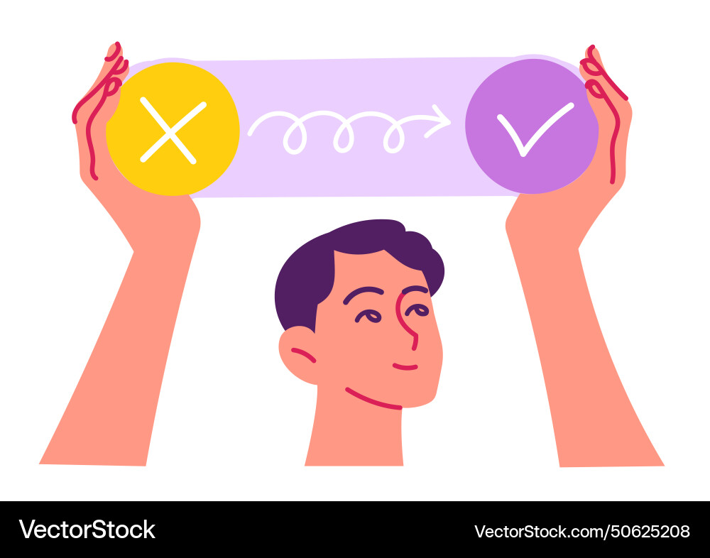 Problem Solving Journey: From Failure to Success Vector Image
