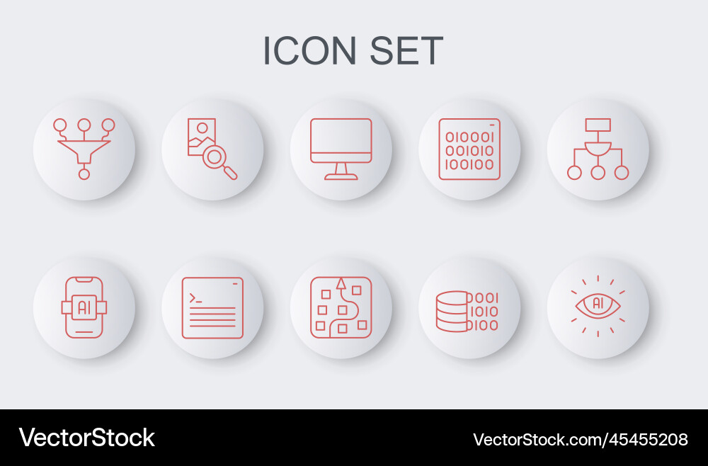 Set line artificial intelligence ai computer Set line artificial intelligence ai computer Vector Image