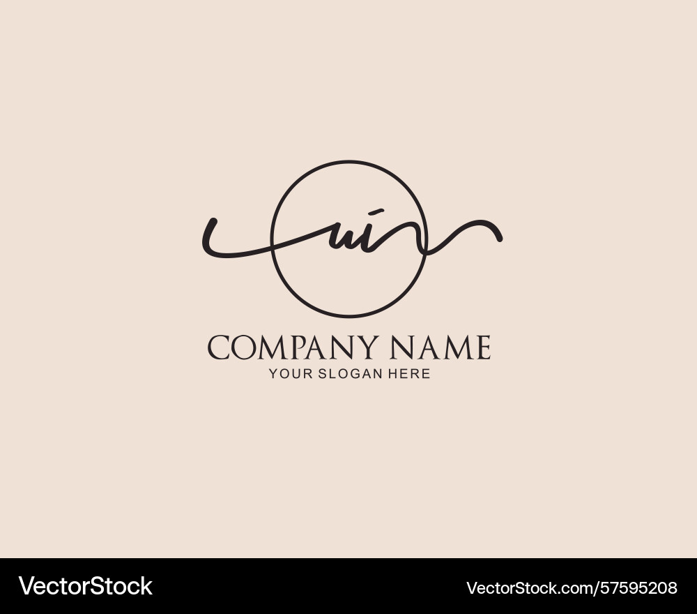Ui initial handwriting logo design collection Vector Image