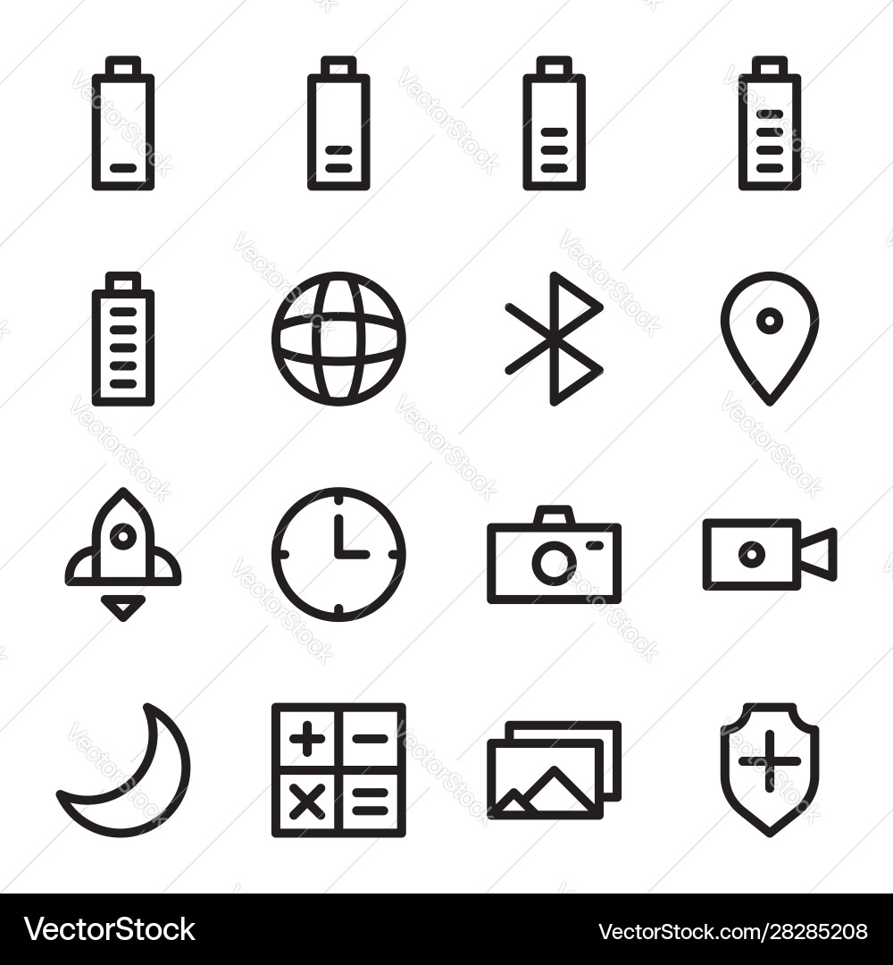 User interface icons set ui with outline vector image