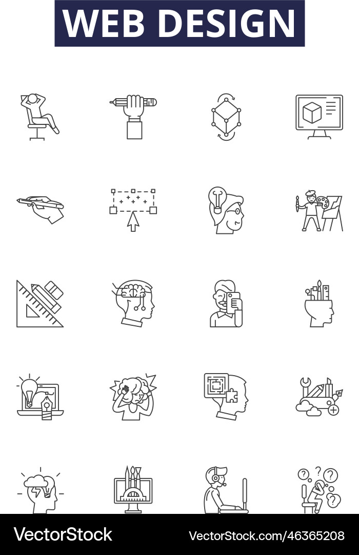 Web design line icons and signs ui ux vector image