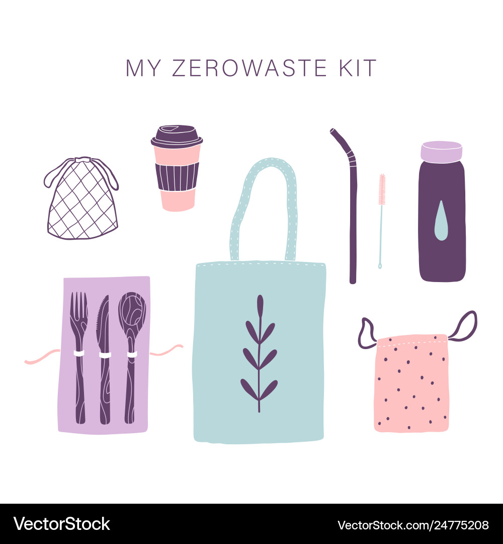 Zero waste everyday kit Zero waste everyday kit vector image