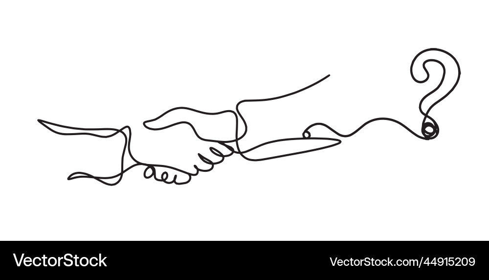 Abstract handshake with question mark as line Vector Image