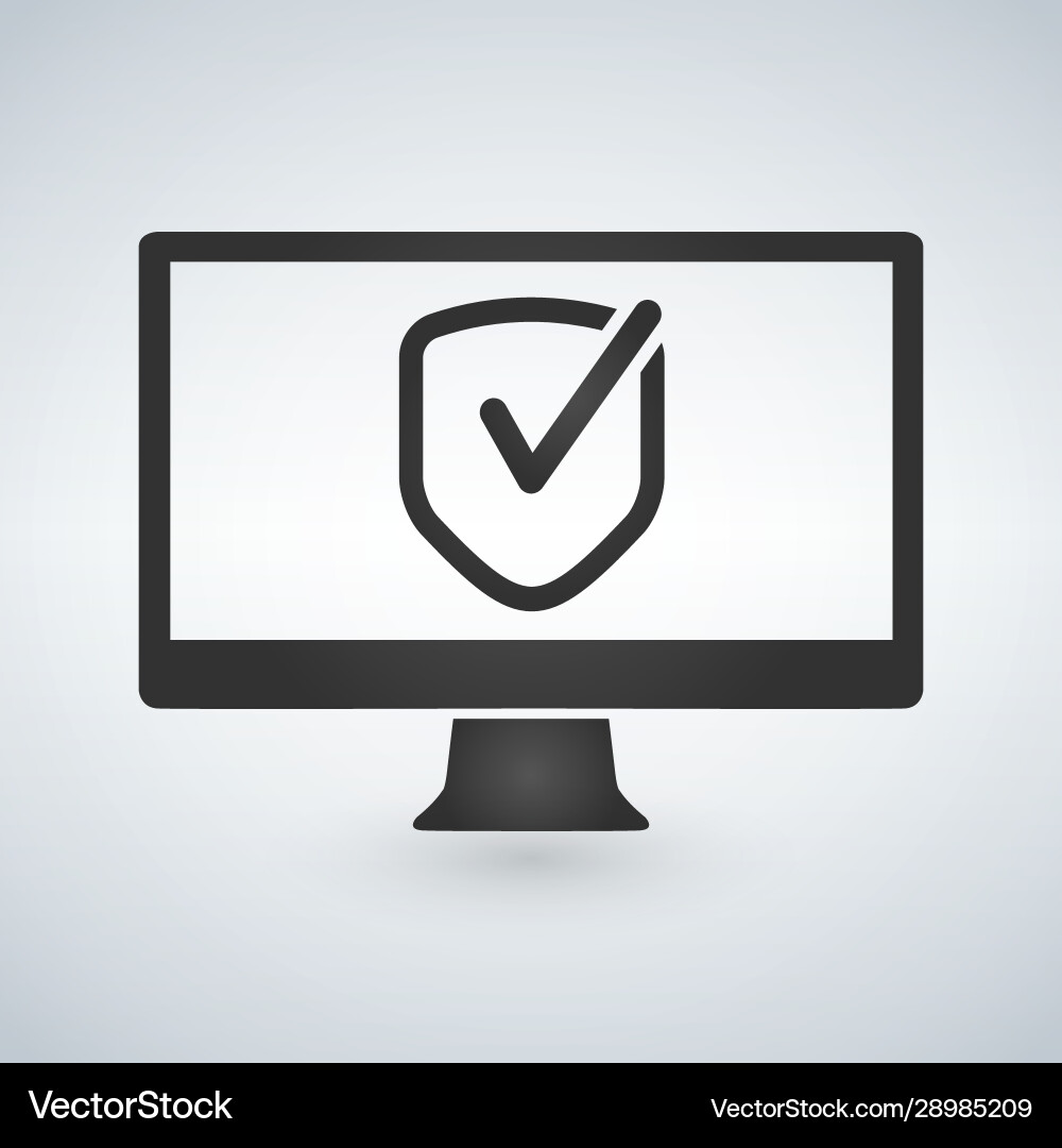 Computer approve checkmark in shield icon Computer approve checkmark in shield icon Vector Image