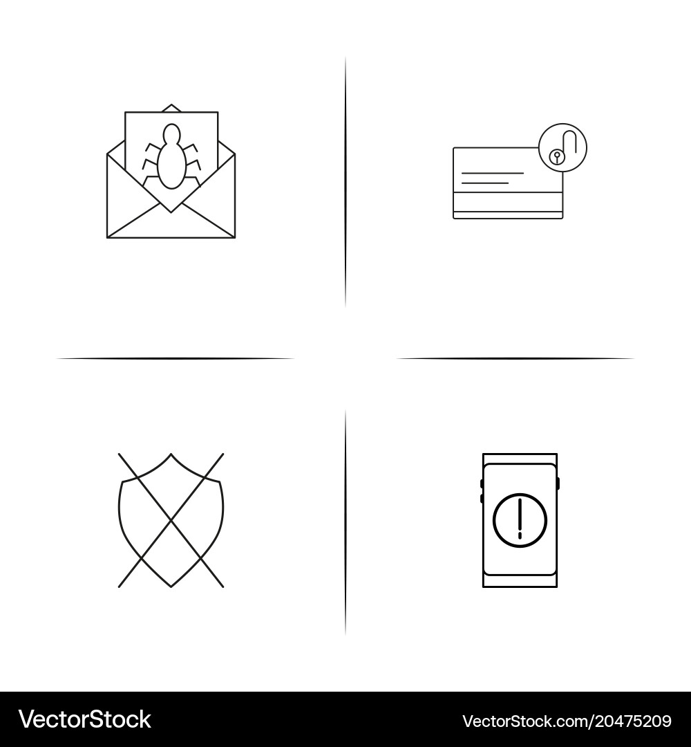 Cyber security simple linear icons set outlined Vector Image