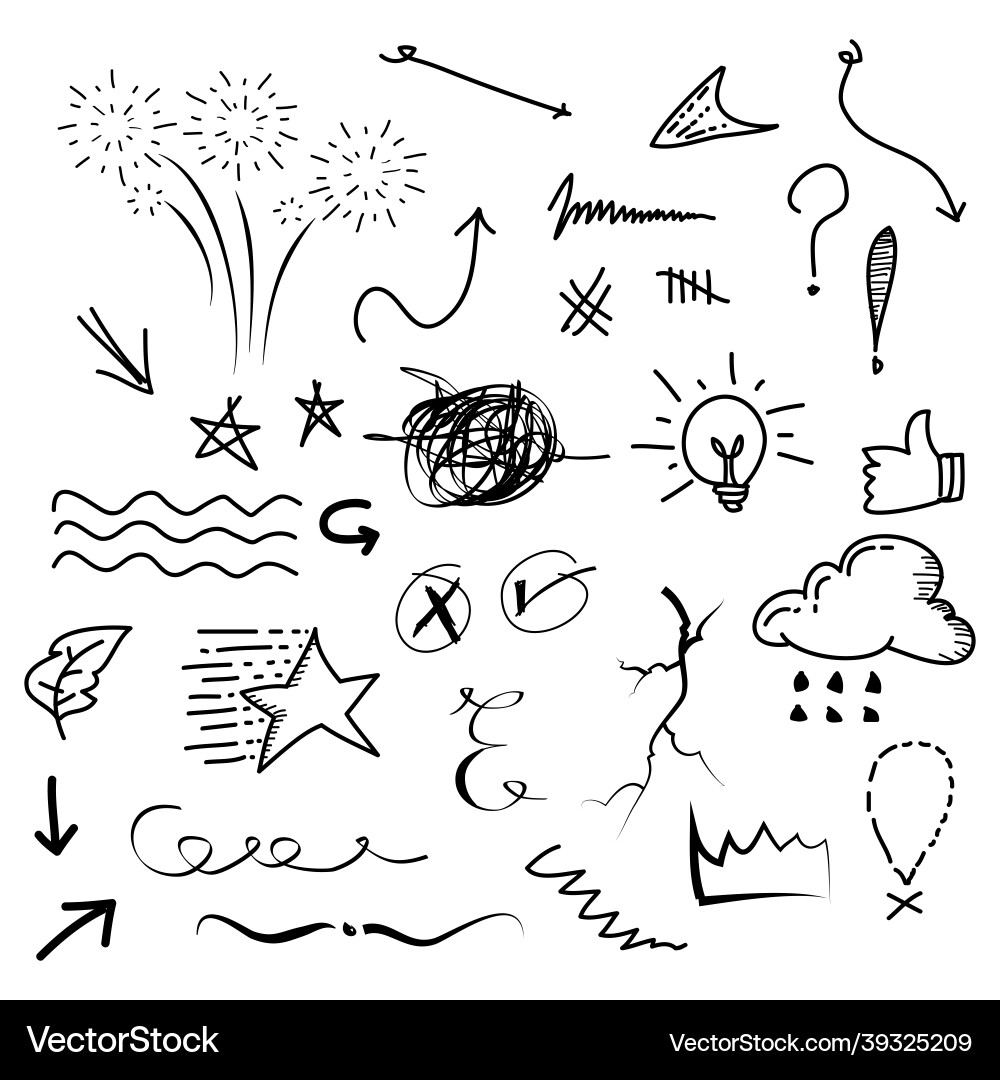Doodle elements hand drawn collection of arrow Vector Image