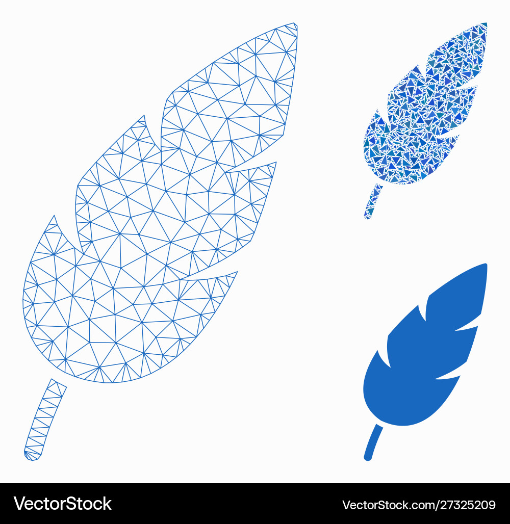 Feather mesh 2d model and triangle mosaic Feather mesh 2d model and triangle mosaic vector image