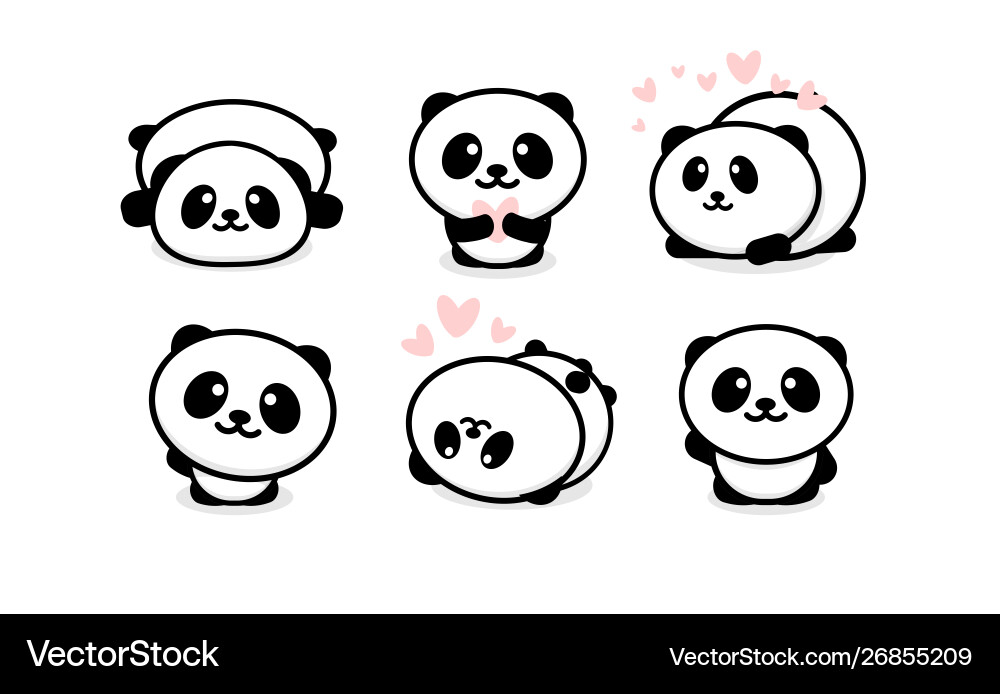 Freundliche und niedliche Pandas Set chinesische Bär Symbole Freundliche und niedliche Pandas Set chinesische Bär Symbole vektorbild