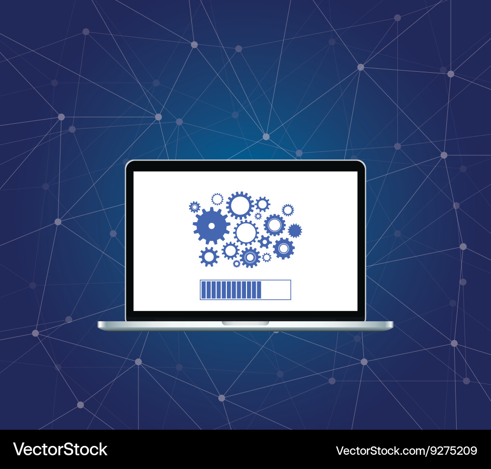 Install installing process with gear on screen Vector Image