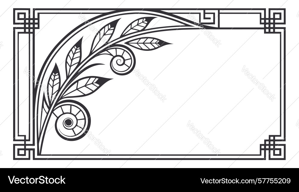Ornate rectangular frame corner leaf scroll vector image