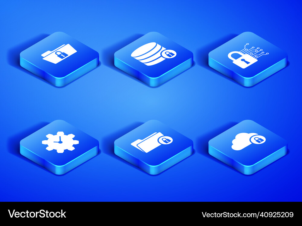 Set cloud computing lock folder and time Set cloud computing lock folder and time vector image