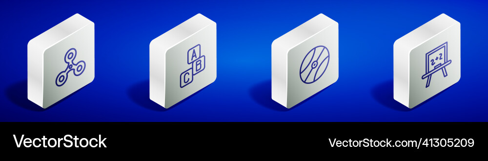 Set isometric line fidget spinner abc blocks Set isometric line fidget spinner abc blocks Vector Image