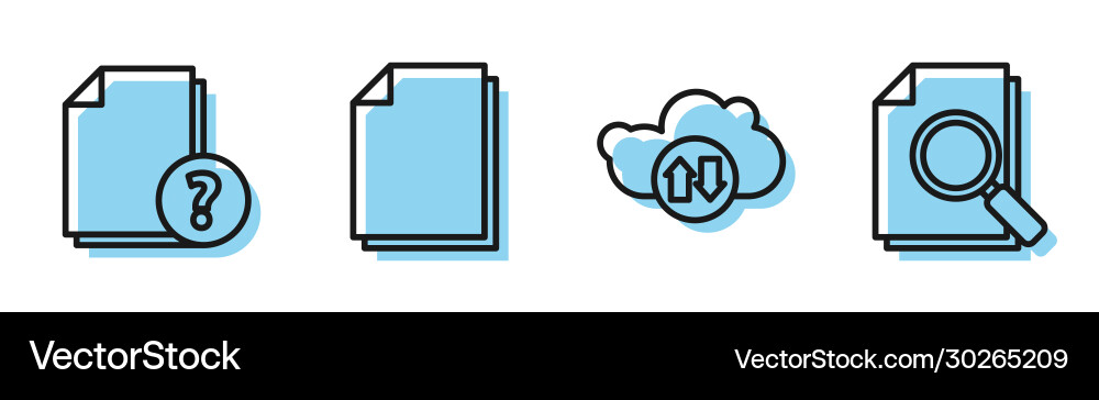 Set line cloud download and upload unknown Vector Image