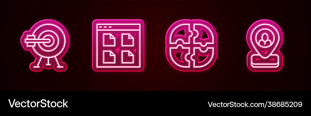 Set line target with arrow browser files piece Vector Image