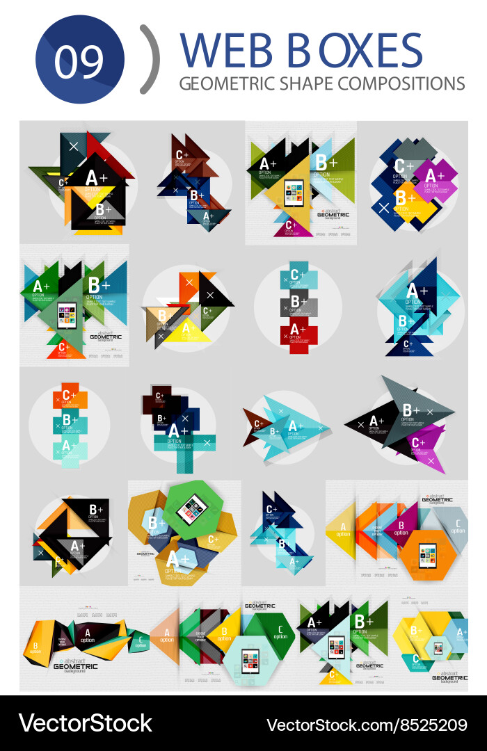 Set of web internet boxes with buttons and sample Vector Image