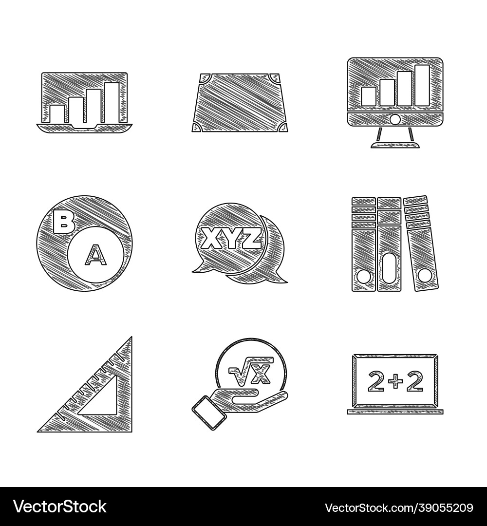 Set xyz coordinate system square root of x glyph Vector Image