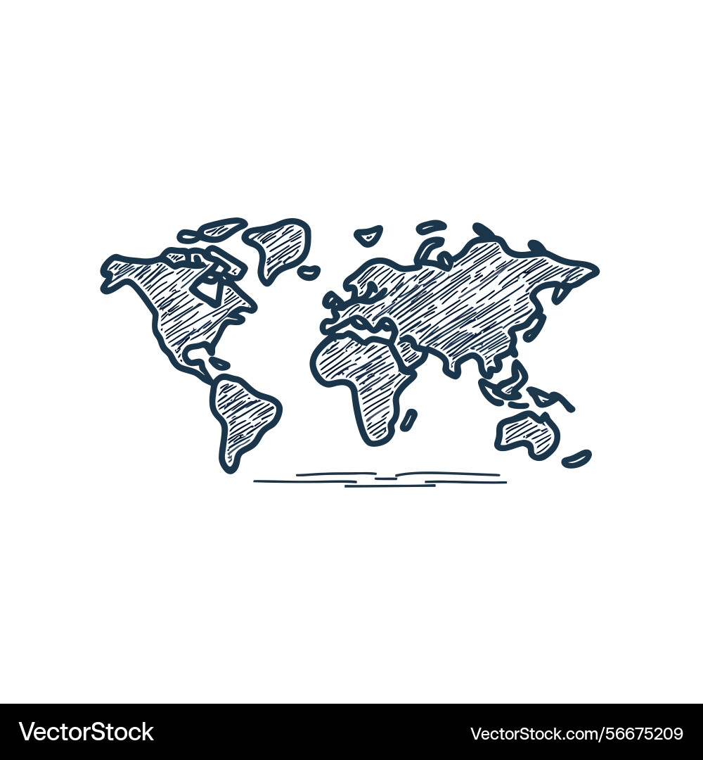 Sketch world map with white background global Vector Image