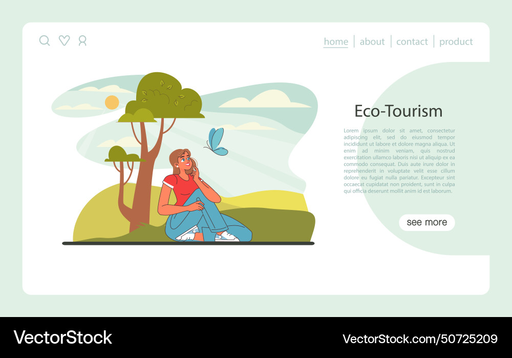 Sustainable tourism web banner or landing page vector image