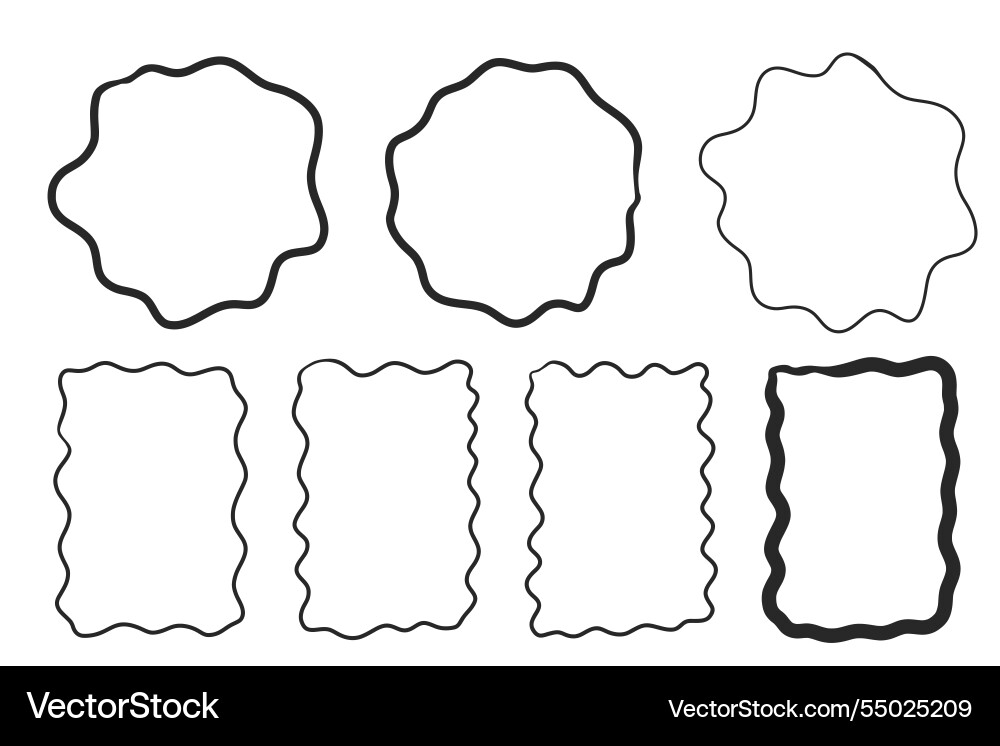 Zig zag frame border squiggle wavy set underline vector image