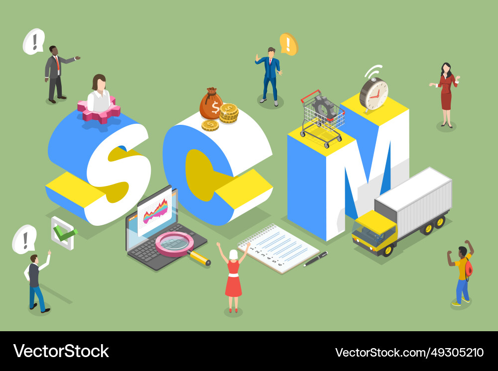 3d isometric flat of scm Vector Image
