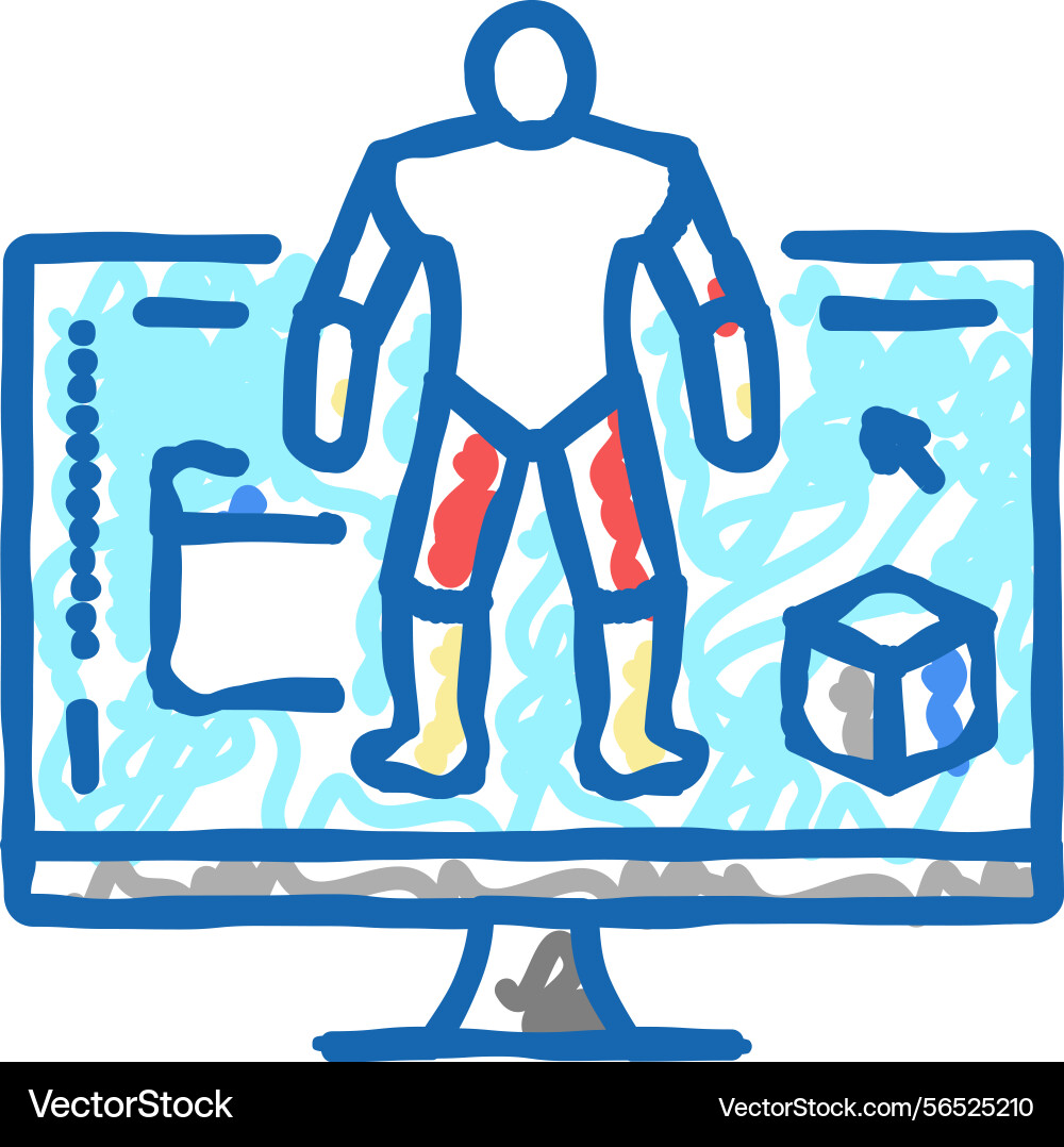 3d modeling characters icon doodle 3d modeling characters icon doodle vector image
