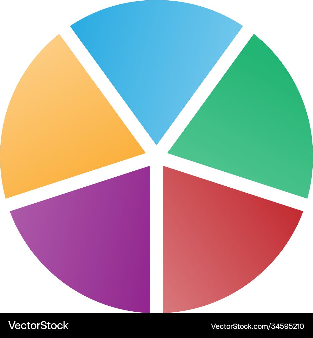 5 piece pie chart Royalty Free Vector Image - VectorStock