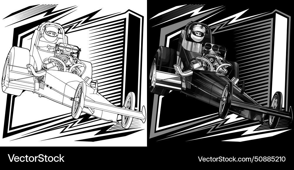 Black drag racing car with white strip Royalty Free Vector