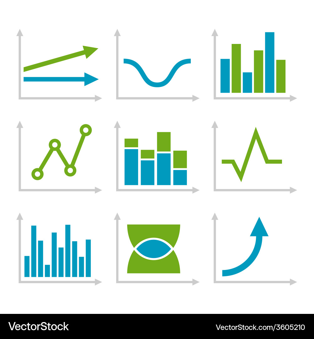 Color graph chart icons set vector image