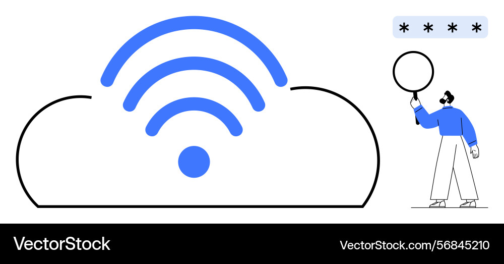 Concept of secure cloud connectivity with wireless Concept of secure cloud connectivity with wireless Vector Image