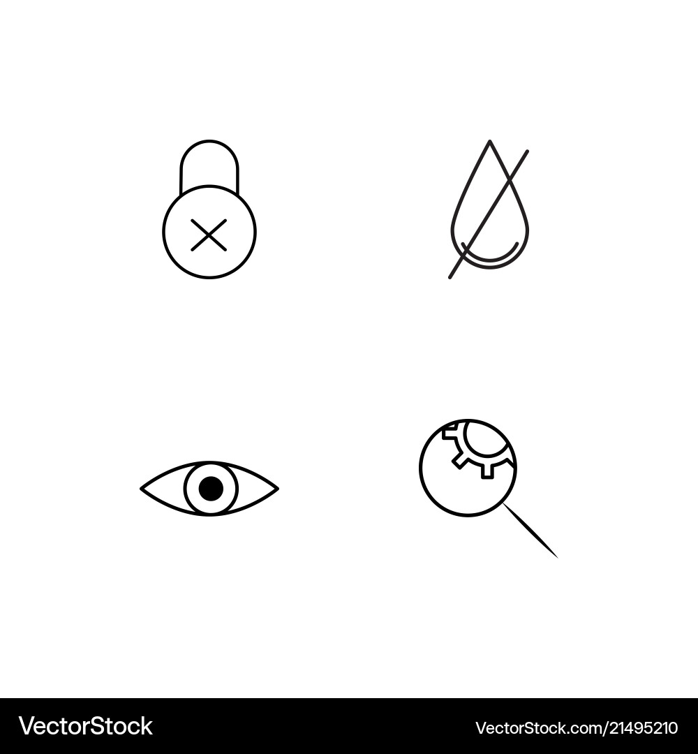 Cyber security linear icons set simple outline vector image