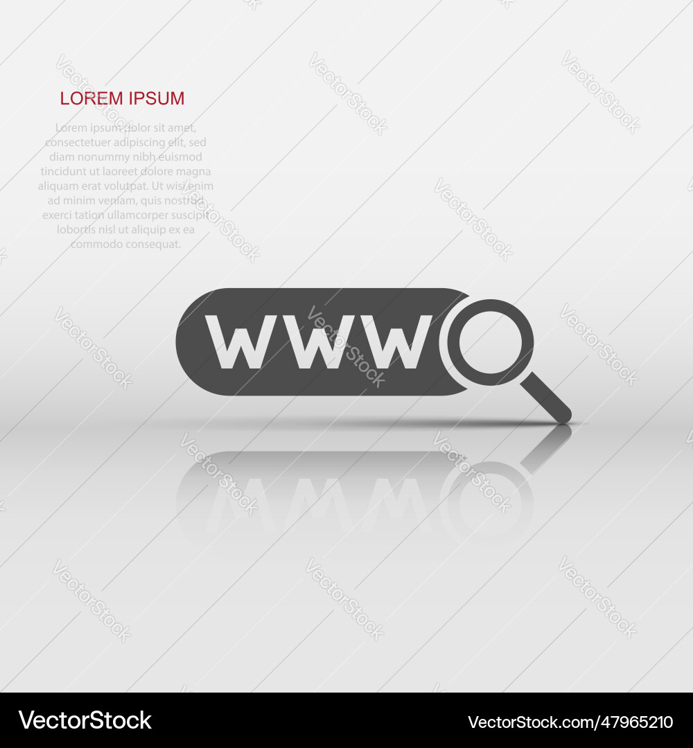 Global search icon in flat style website address Global search icon in flat style website address Vector Image