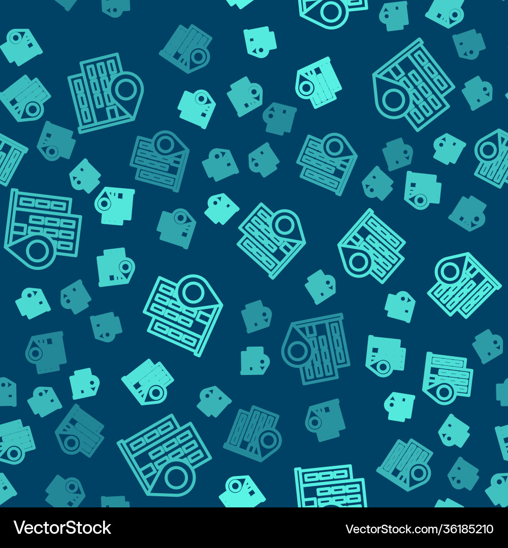 Green line map pointer with house icon isolated vector image