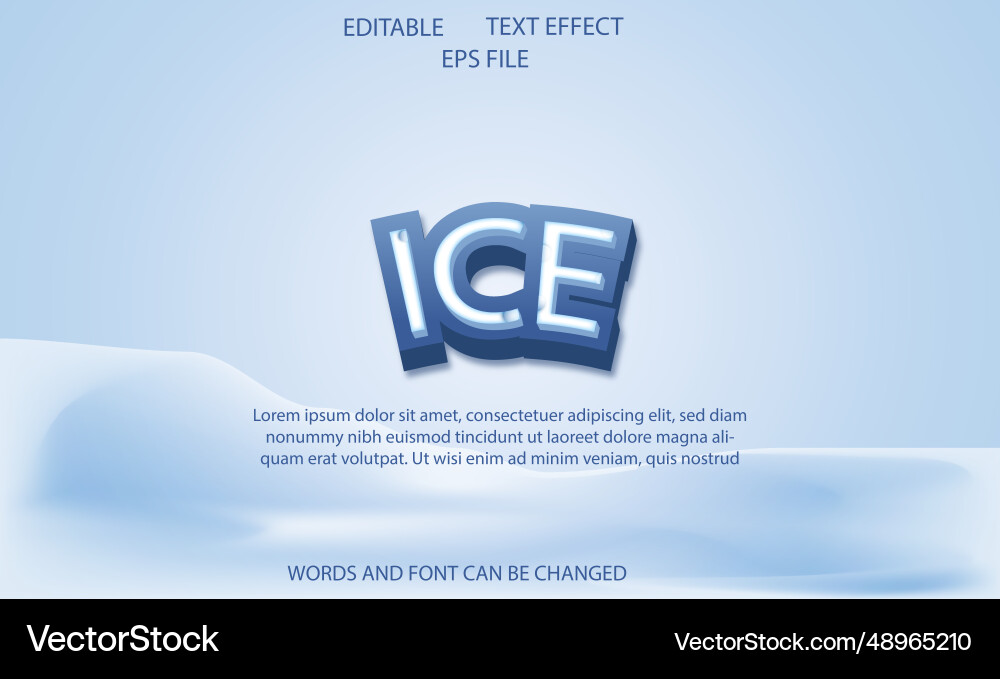 Ice text effect font editable typography 3d Ice text effect font editable typography 3d vector image