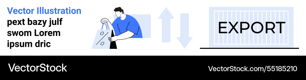 Man inspecting a container with label export vector image