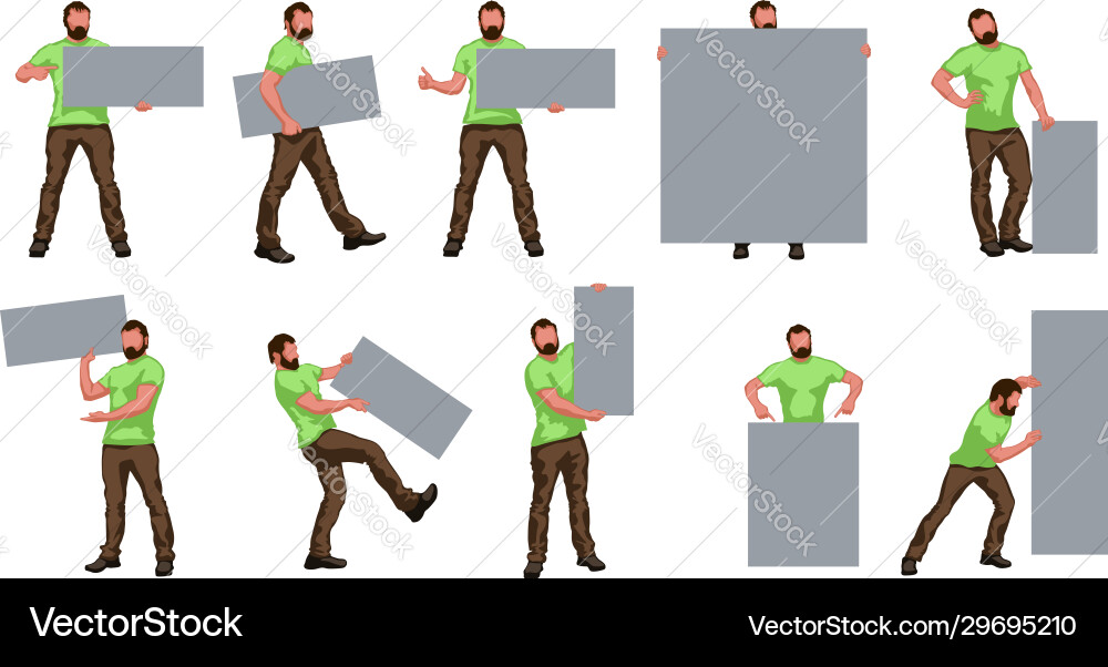 Man with banner set Man with banner set vector image