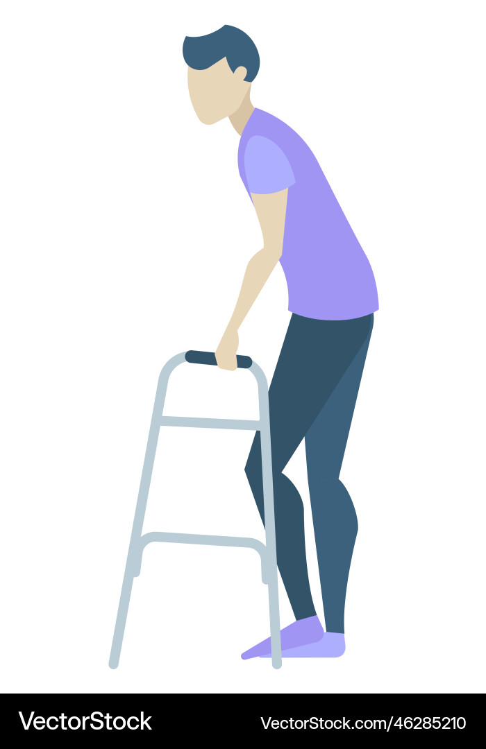 Man with walker tool rehabilitation program Man with walker tool rehabilitation program Vector Image