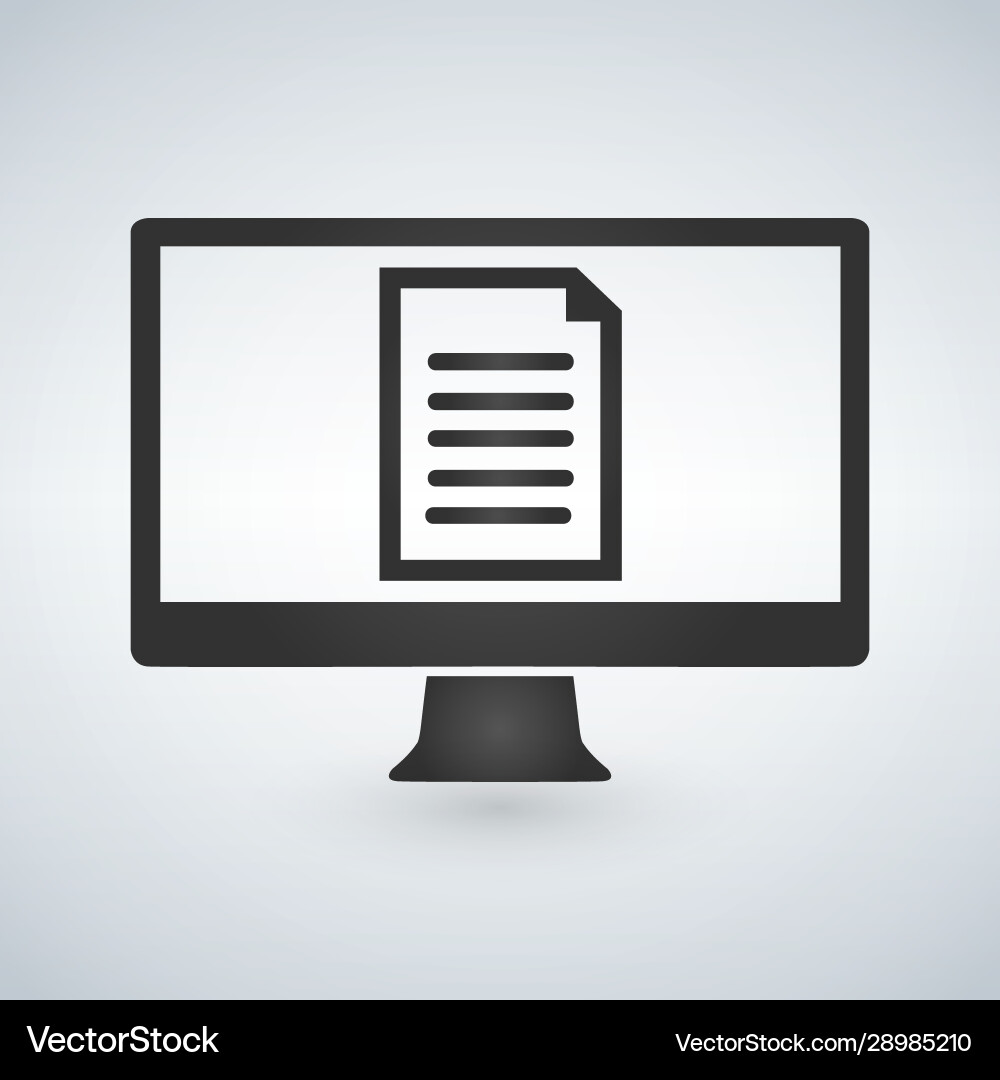 Online electronic document on computer display Online electronic document on computer display vector image
