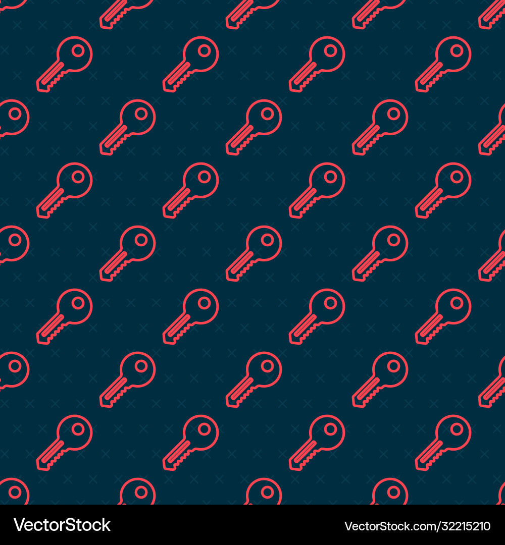Red line key icon isolated seamless pattern vector image