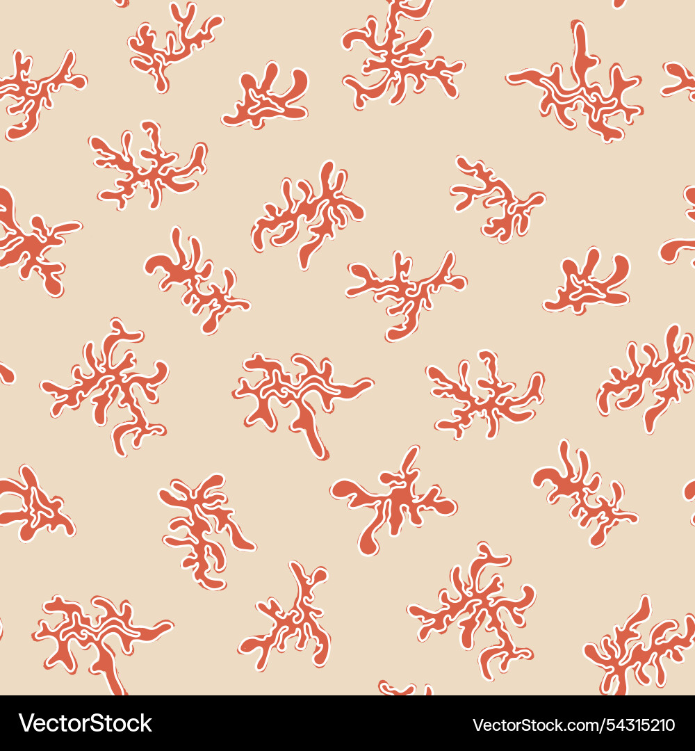 Seamless coral pattern on beige background Vector Image