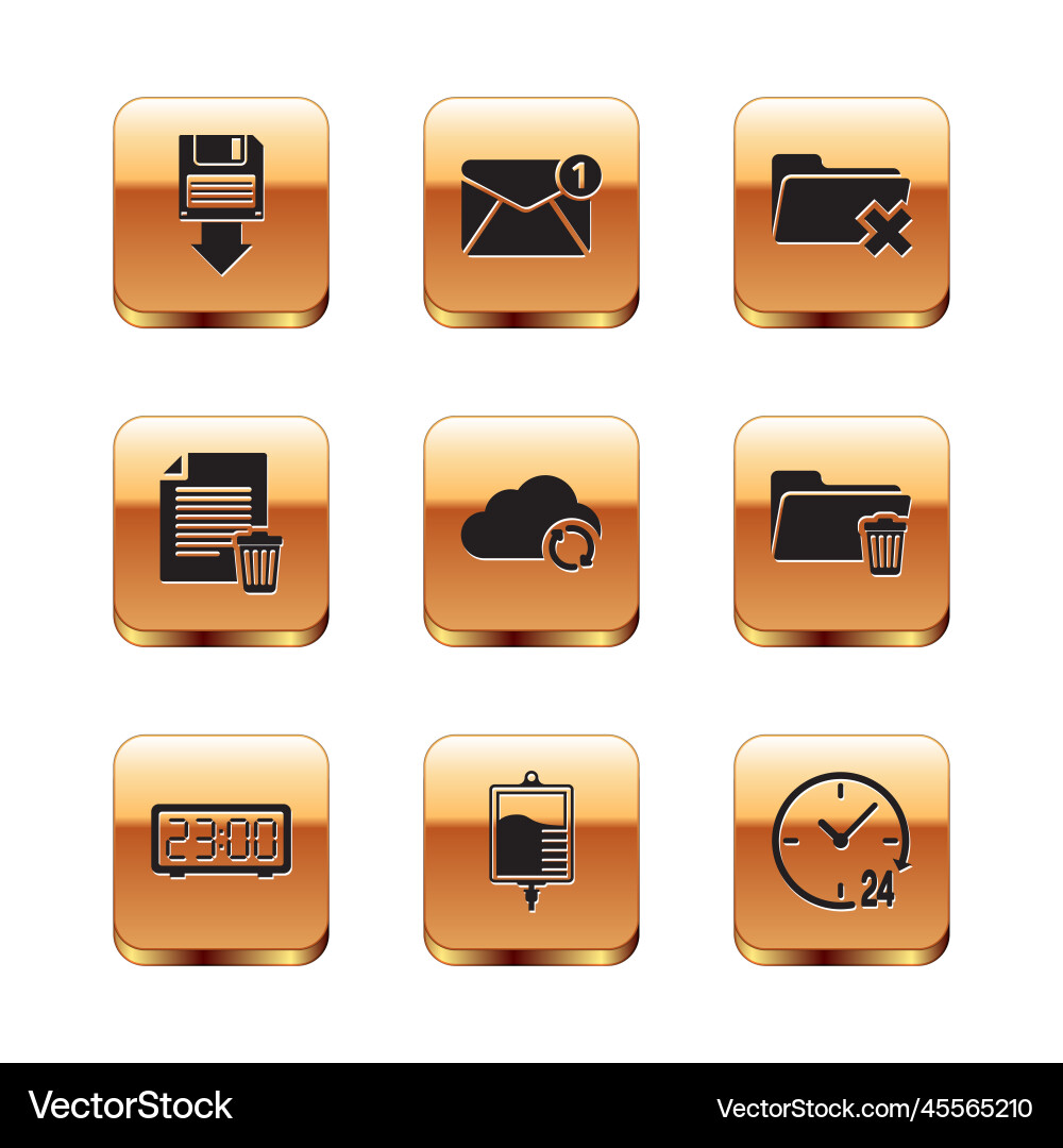 Set floppy disk backup digital alarm clock iv Vector Image