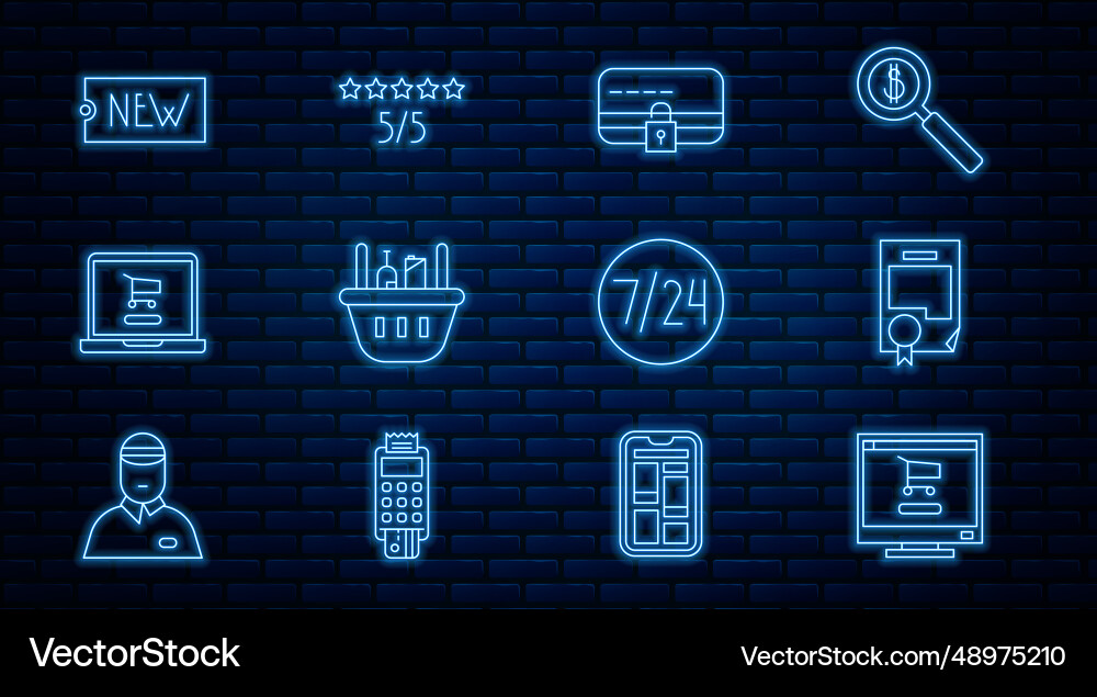 Set line shopping cart on computer certificate Set line shopping cart on computer certificate Vector Image