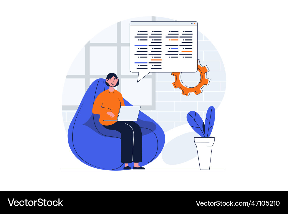 Webkonzept mit Charakterszene programmieren Vektorbild