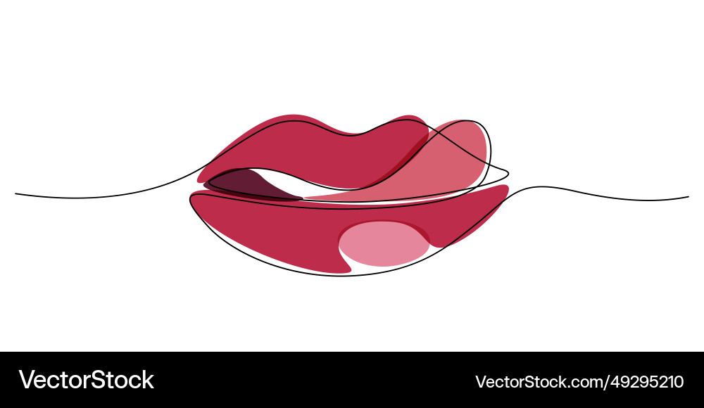Woman sexy lips licking one line drawing Woman sexy lips licking one line drawing vector image