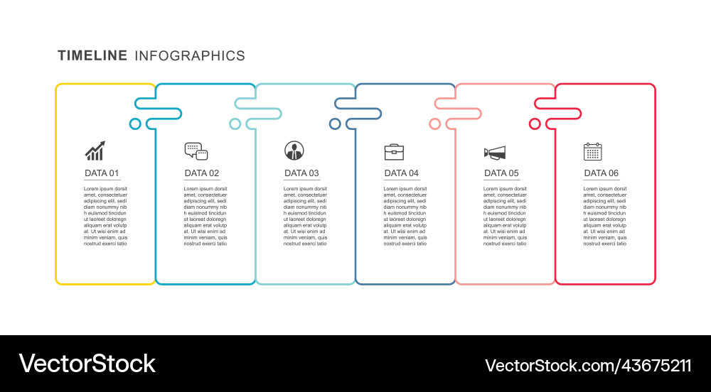 6 data infographics tab thin line index template 6 data infographics tab thin line index template vector image